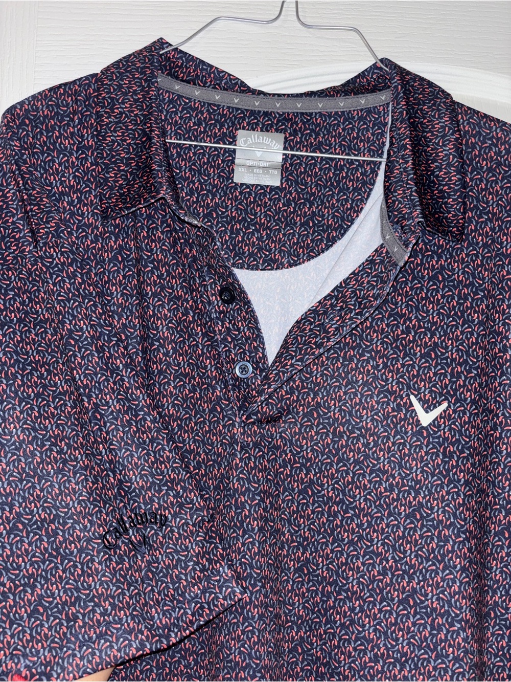 Callaway Men’s Navy Polo with Red Micro-Print